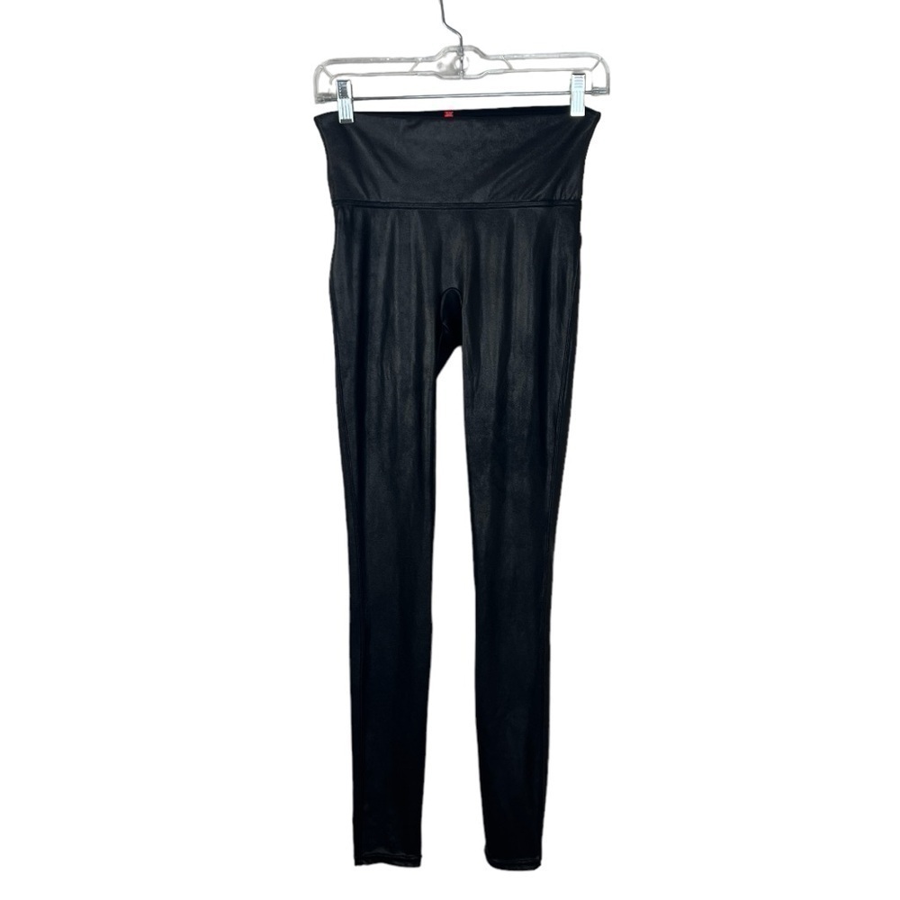 SPANX Black Faux Leather Pull On Leggings Pants